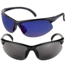 (Black-Open Road Blue, 2.5) 2 Pair Of Unisex Bifocal Sport Wrap Sunglasses - Outdoor Reading Sunglasses - Black/high Definition Amber - 3.00z