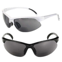 (Silver-Black, 1.25) 2 Pair Of Unisex Bifocal Sport Wrap Sunglasses - Outdoor Reading Sunglasses - Black/high Definition Amber - 3.00z