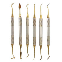 6Pcs Dental Instrument Composite Resin Filling Spatula Titanium-Plated Head Filling