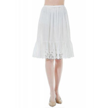 (M, Ivory-60CM) Women Half Slip Underskirt 100% Cotton Skirt Extender With Lace Embroidery A-line Petticoat Underdre