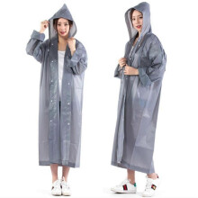 (Gray) Rain Suits Raincoat For Adults Portable Rain Cape Water-proof Outdoor Raincoat With Hood Transparent Raincoat For Camping, Hiking & Travel