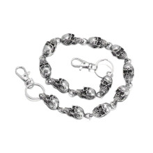Punk Skull Wallet Chain, Silver Medium Gothic Chain for Jeans, Trousers, Hip Hop Bags, Zinc Alloy Accessories for Men and Women