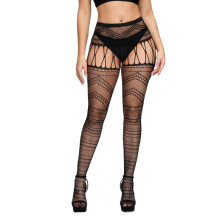 Women's High Waist Fishnet Stockings, Sexy Mesh Lingerie, One Size Fits All, Patent Material, Elegant Style