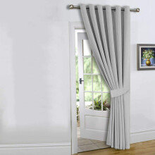 (Silver, 66 x 84 in (5.5ft x 7ft) – Single Panel) Plain Blackout Curtain Eyelet Ring Top - Ready Made Thermal Drapes for Bedroom & Living Room