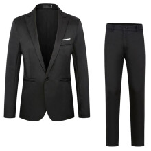 Herren Business Slim Fit Anzug Set in Blau Schwarz, Klassischer Freizeitanzug, Größe XXL, Zwei Anzüge Hosenanzug