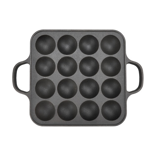 Living And Home 16-Hole Cast Iron Takoyaki Pan 2