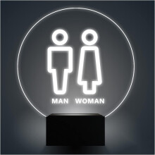 Toilettenschilder for Männer und Frauen, LED Acryl-Schild, Beleuchtetes Toilettenschild für Damen und Herren, 30x20 cm