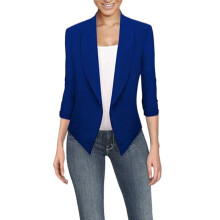 Women's Oversized Blazer Plus Size 5XL Double Breasted Long Sleeve Outdoor Jacket Solid Blue Business Suit