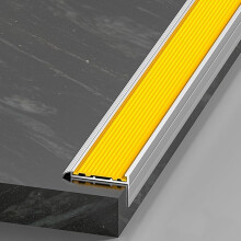 Aluminium Stair Profile, Non-Slip PVC Stair Edge, Rubber Corner Protector, 6CM Wide Yellow Stair Step Finish