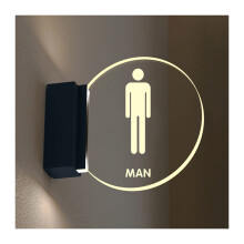 Toilette Zeichen Acrylschild Herren- und Damentoiletten Rund Leuchtendes Schild 20,3 cm Wandmontage für Badezimmer Büro