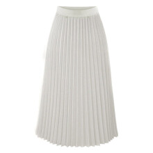 2025 Solid White Midi Skirt for Pregnant Women, Pleated Elastic Maxi Skirt, Elegant Long Size XL