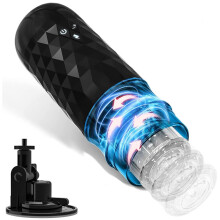 Electric Masturbator Cup Realistic Pocket Pussy with 7 Rotation & 3 Telescopic Modes Portable Male Sex Toy