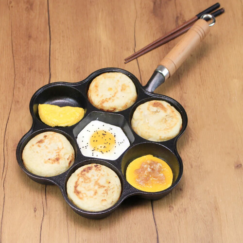 Living And Home Non-stick 6-hole Cast Iron Egg Frying Pan