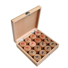 Chess Wooden Chinese Set Xiangqi Travel Game Set with Folding Board, 32 Pieces, Compact Size, Durable Material