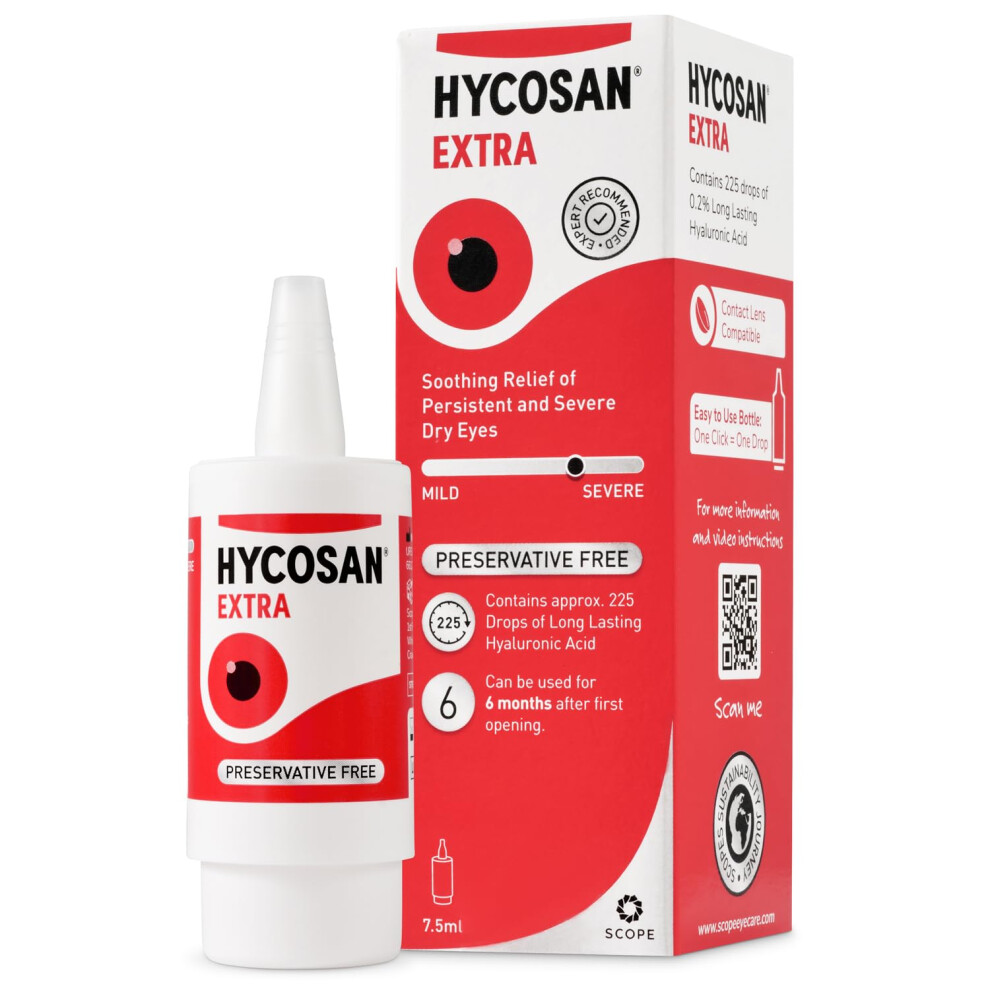 Hycosan Extra Eye Drops Hyaluronic Acid for Soothing Relief of Seve...