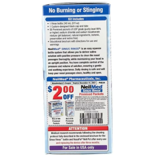 NeilMed Sinus Rinse Original Kit, Squeeze Bottle + 60 Sachets 1