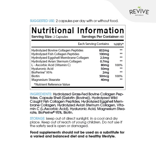 Multi Collagen Protein Capsules - 120 Count - Types I, II, III, V &... 1