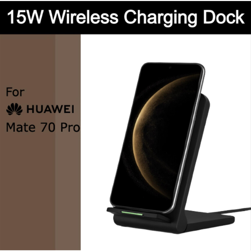 Qi Wireless Charging Stand Dock, 15W Fast Charge, Led Indicator, Charger For Huawei Mate 70 Pro Black 659355402191