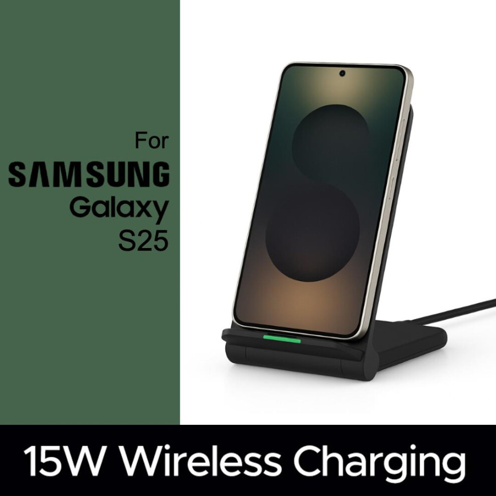 Qi Wireless Charging Stand Dock, 15W Fast Charge, Led Indicator, Charger For ÂSamsung Galaxy S25 Ultra / S25 Black 659355443972