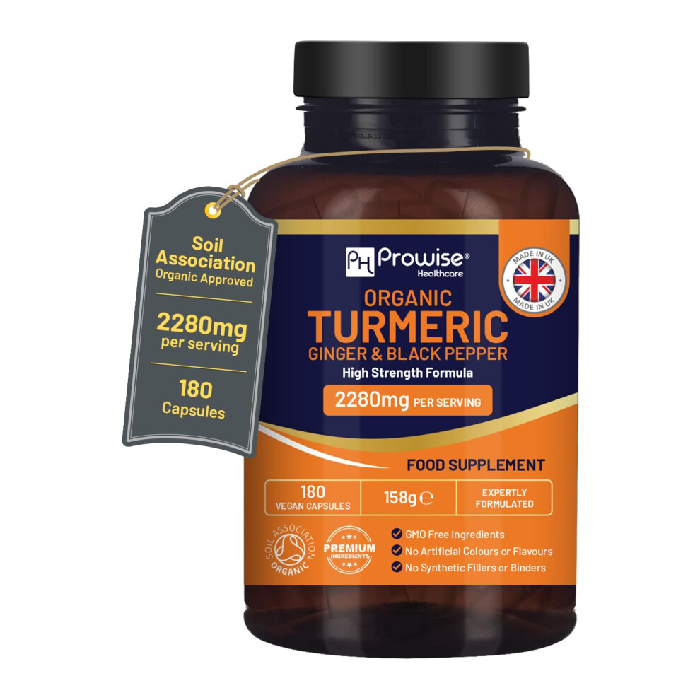 Ph Prowise Healthcare Black Organic Turmeric 2280Mg (High Strength) Pepper & Ginger - 180...