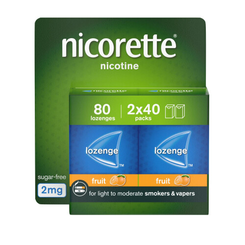 Nicorette Nicorette Fruit 2mg Lozenge, 80 Lozenges (2 x 40 Packs), Effective...