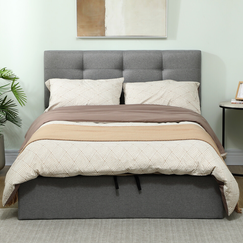 Homcom (M) Upholstered Ottoman Bed, Storage Bed Frame, Grey