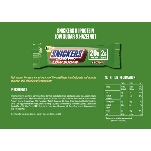 snickers Snickers - High Protein Bars | Low Sugar, Only 2g of Sugar per bar,... 1