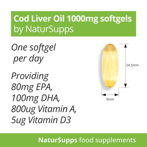 Cod Liver Oil Capsules High Strength 1000mg, 365 Omega 3 Softgels,... 1