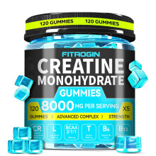 120 Creatine Monohydrate Gummies Complex 8000mg L-Carnitine & Tauri...