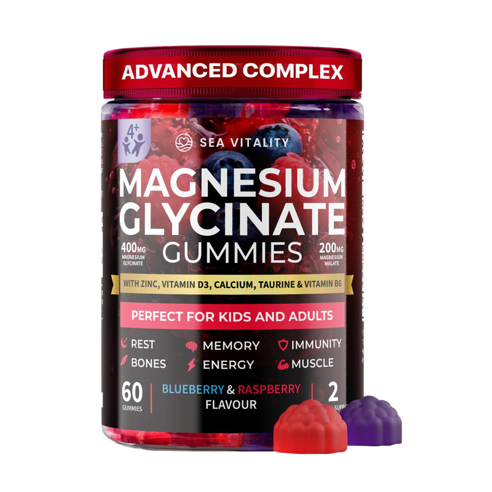 Magnesium Glycinate Gummies for Kids & Adults â Supports Rest, Bone...
