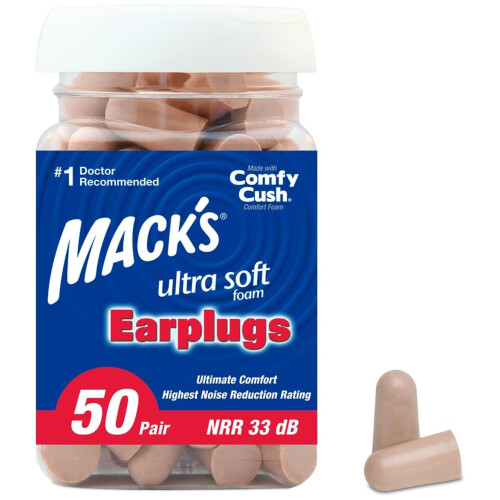 Mack's Unisex's Ultra Soft Ear Plugs (50 Pair) -Beige, (1 Pack)