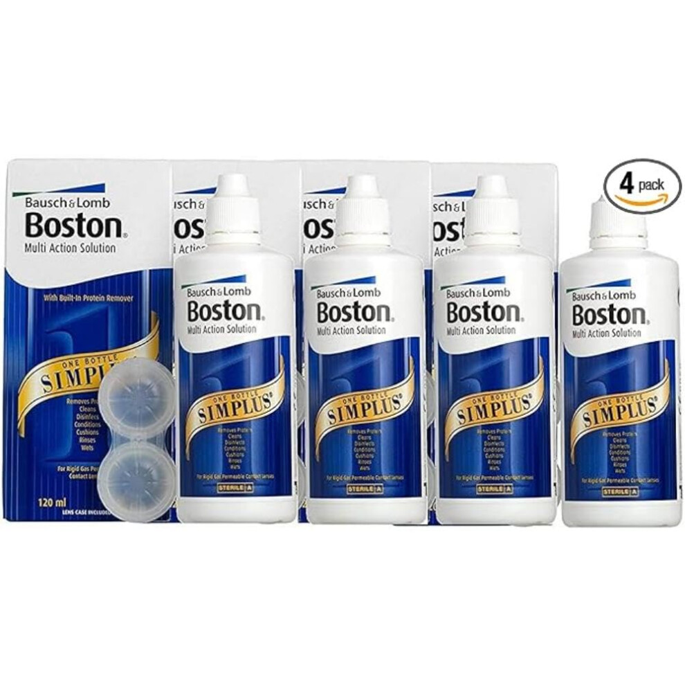 Boston Simplus Multi-Action Solution, 4x 120ml Contact Lens Solutio...
