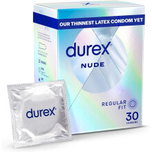 Durex Nude, Ultra Thin, 30 Condoms, Regular Fit, Silicone Lube, Eas...