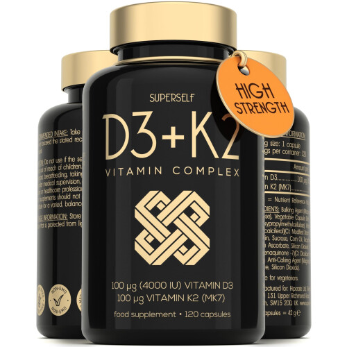 Vitamin D3 K2 Capsules - High Strength Vitamin D Tablets - 4000 IU...