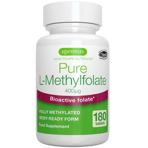 Igennus Clean Methyl Folate 400 mcg, 180 Tablets, Methylated Form o...