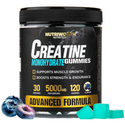 Creatine Gummies 5000mg, 120 Blueberry Flavored Pre Workout Gummies...