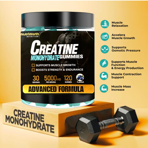 Creatine Gummies 5000mg, 120 Blueberry Flavored Pre Workout Gummies... 1
