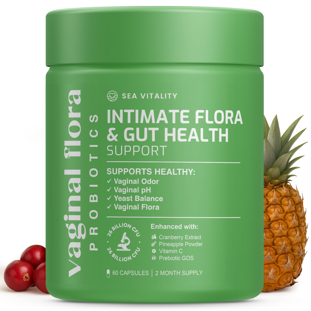 Sea Vitality Vaginal Probiotics For Women - 26 Billion Cfu Prebiotics, Pineapple...