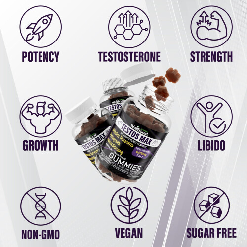 WellBoost Testos MAX Strength Gummies - 6000mg 7-in-1 Tribulus, Fen... 1