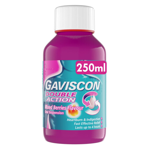 Gaviscon Double Action Mixed Berries Liquid 250ml - Heartburn, Indi...
