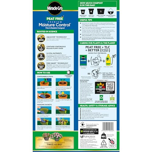 Miracle-Gro MiracleGro PEAT FREE Premium Moisture Control Compost 40 Litres Brown 1