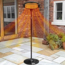 HARRIER 2000w Rounded Standing Outdoor Patio Heater 3 Energy Efficient Heat Settings 2in1 Wall Mounted Freestanding with 9kg Base Weight Portable
