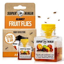 Super Ninja Fruit Fly Trap 2 pack Highly Effective Fruit Fly Killer for Home Kitchen Up to 3 Weeks of Performance per Bottle Child Pet Friendly