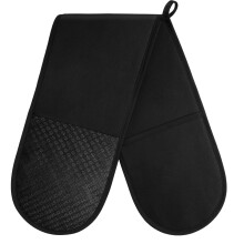 AUAUY 1 PC Black Double Oven Gloves 250C482F Heat Resistant BBQ Oven Mittens with Ropes Silicone Nonslip Design GlovesOven Mitts Cooking Oven Glove