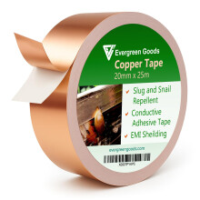 EVG 20mm x 25m Copper Slug Tape Adhesive Copper Slug Snail Repellent Pest Deterrent Barrier Tape Humane Pest Control Gardens Plants Protection 1
