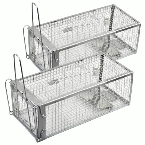 Anyhall 2Pack Rat Traps Humane Live Mouse Cage Traps Silver