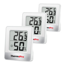 ThermoPro TP49W3 Digital Mini ThermoHygrometer Thermometer Indoor Room Thermometer 3 Temperature and Humidity Meter with Smiley Indicator