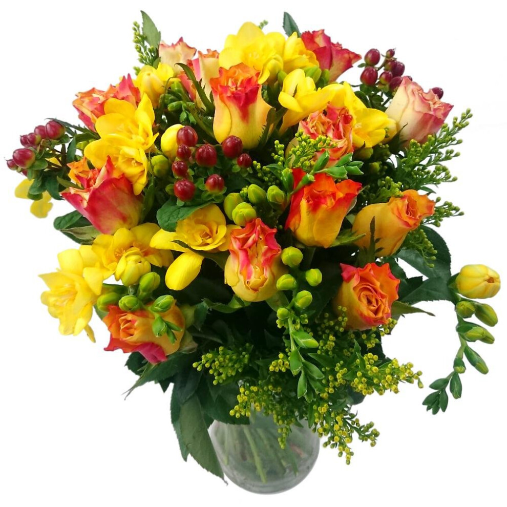 Clare Florist Rose and Freesia Fresh Flower Bouquet  Beautiful Roses and Freesia Flowers Arranged by Florists-image-OPC-PK6RYZB-NEW