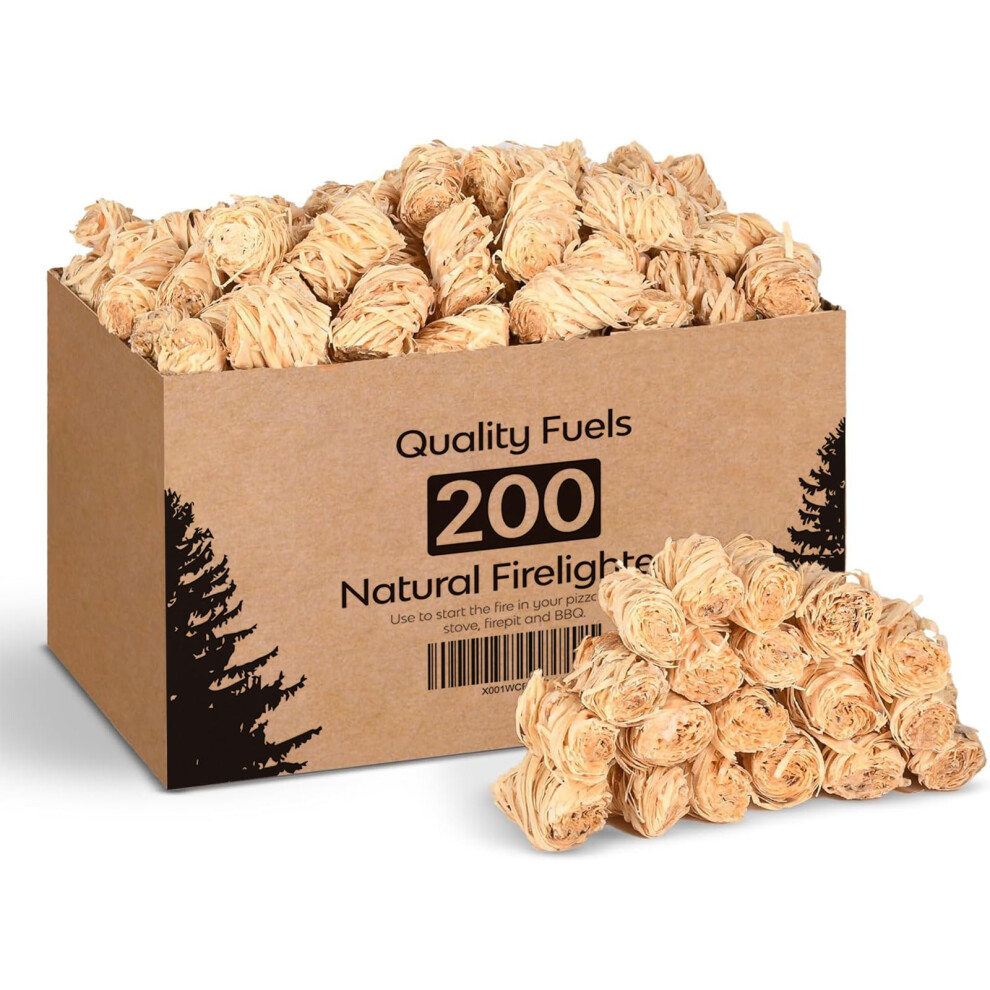 Ledivion 200 Natural Firelighters For Wood Burners Fire Lighters Wood Wool Odourless Wax Coated For Stove Barbecue Bbq Oven And Fire Pit 24Kg Value Pack
