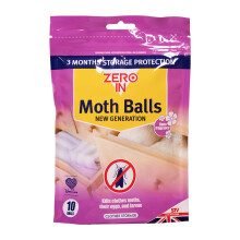 Zero In New Generation Moth Balls 10Pack Place in Wardrobes Cupboards and Drawers to Kill Clothes Moths Eggs and Larvae Fragranced White